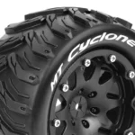 louise rc mft mt cyclone 1 10 monster truck tire set mounted sport black 2.8 bead lock wheels 0 offset hex 12mm l t3310sb